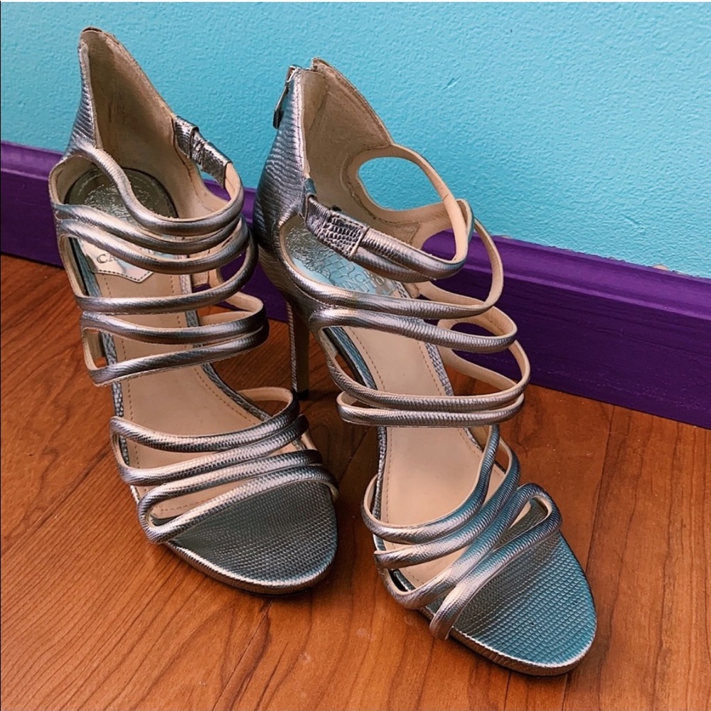 Silver Vince Camuto Snakeskin Heels